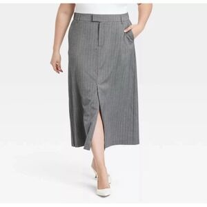 Women's Tailored Midi Skirt - A New Day Gray Pinstripe 17 New